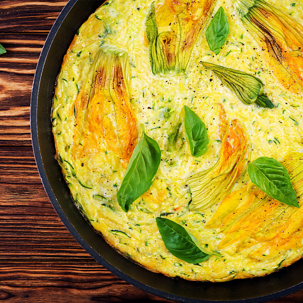 frittata con fiori di zucca